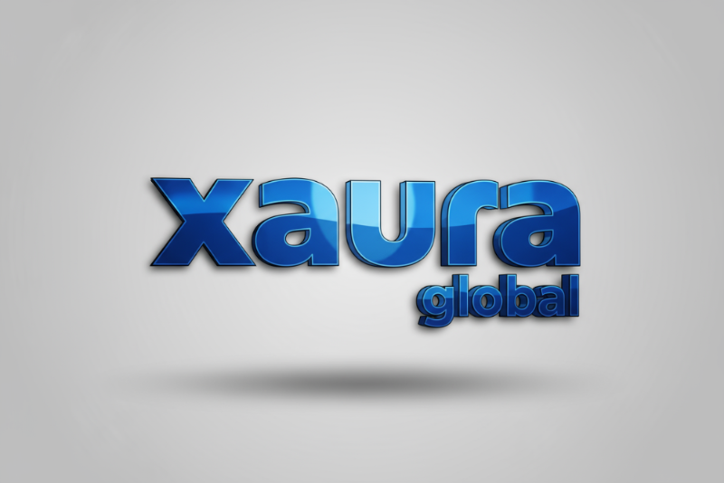 xaura global als 3d königsblaues logo